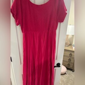 City Chic Pink Casual Sundress Short Sleeve Crew Neck